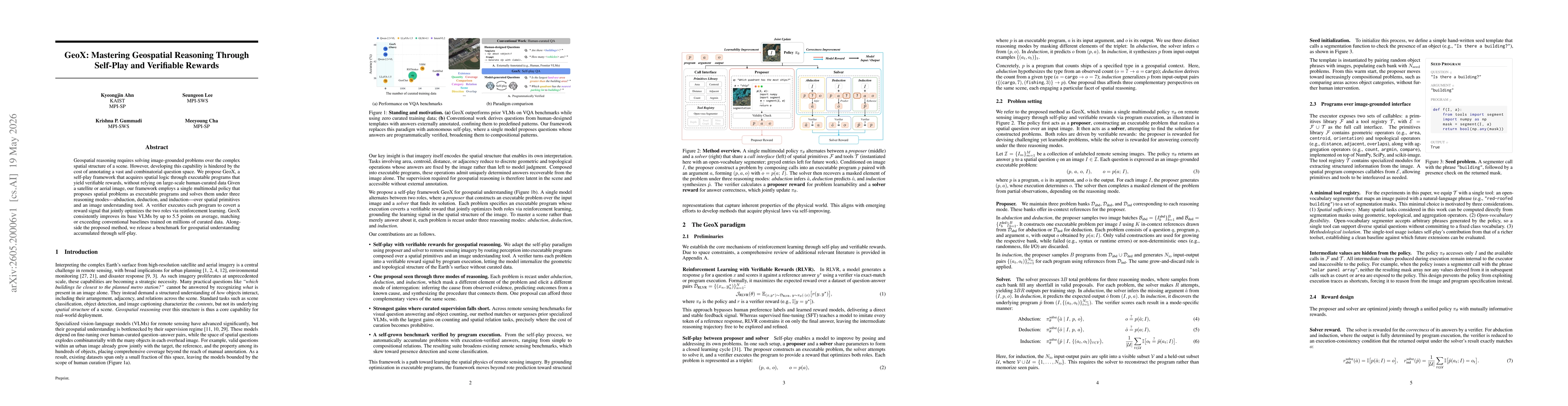 Thumbnail for GeoX: Mastering Geospatial Reasoning Through Self-Play and Verifiable Rewards