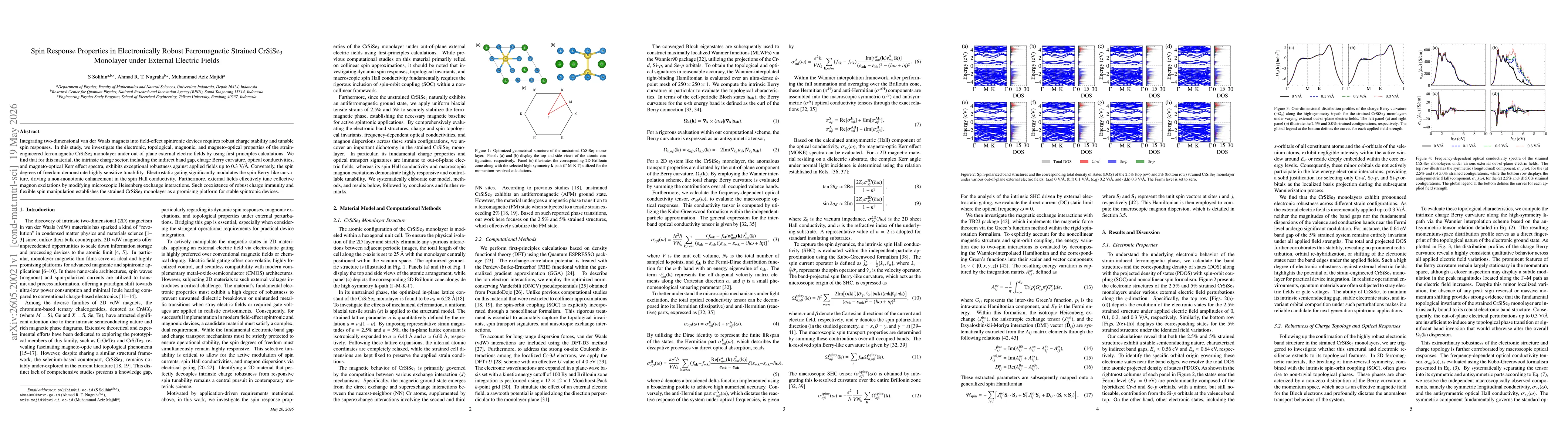 Thumbnail for Spin Response Properties in Electronically Robust Ferromagnetic Strained $\text{CrSiSe}_3$ Monolayer under External Electric Fields