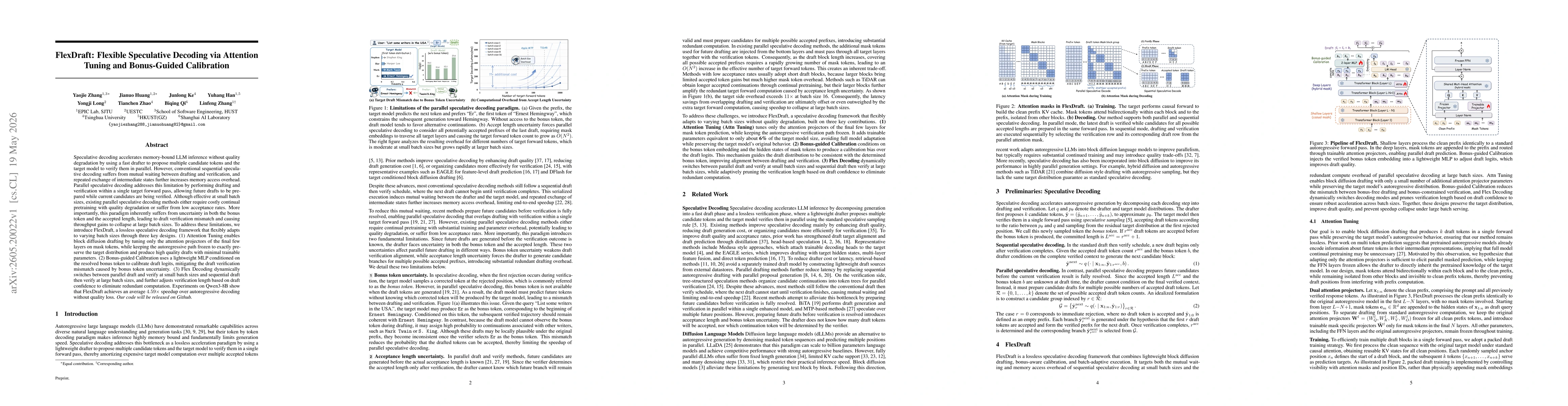 Thumbnail for FlexDraft: Flexible Speculative Decoding via Attention Tuning and Bonus-Guided Calibration