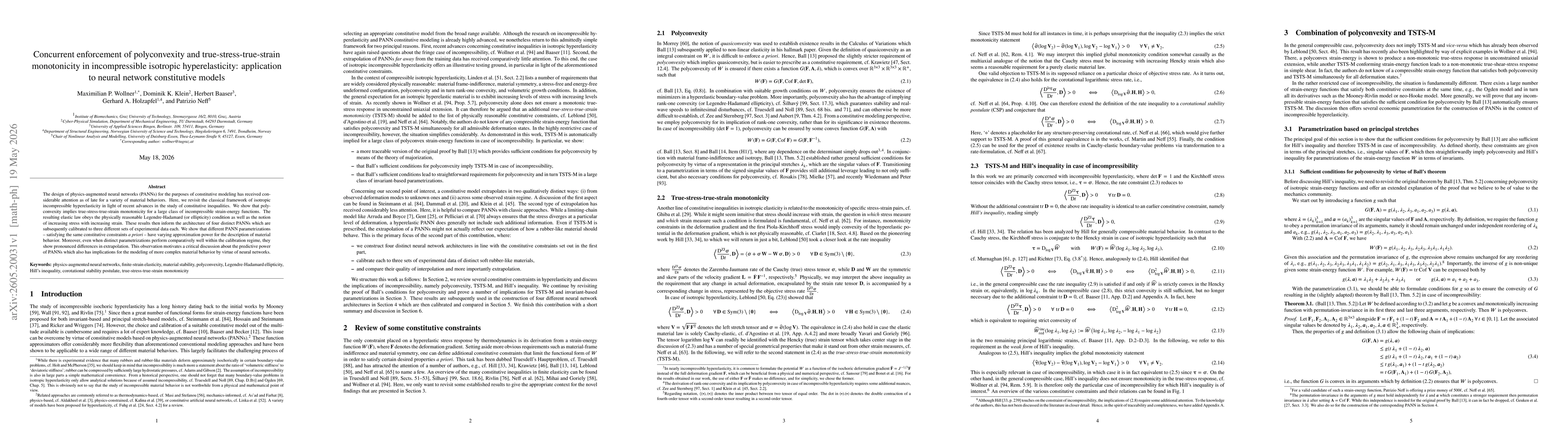Thumbnail for Concurrent enforcement of polyconvexity and true-stress-true-strain monotonicity in incompressible isotropic hyperelasticity: application to neural network constitutive models