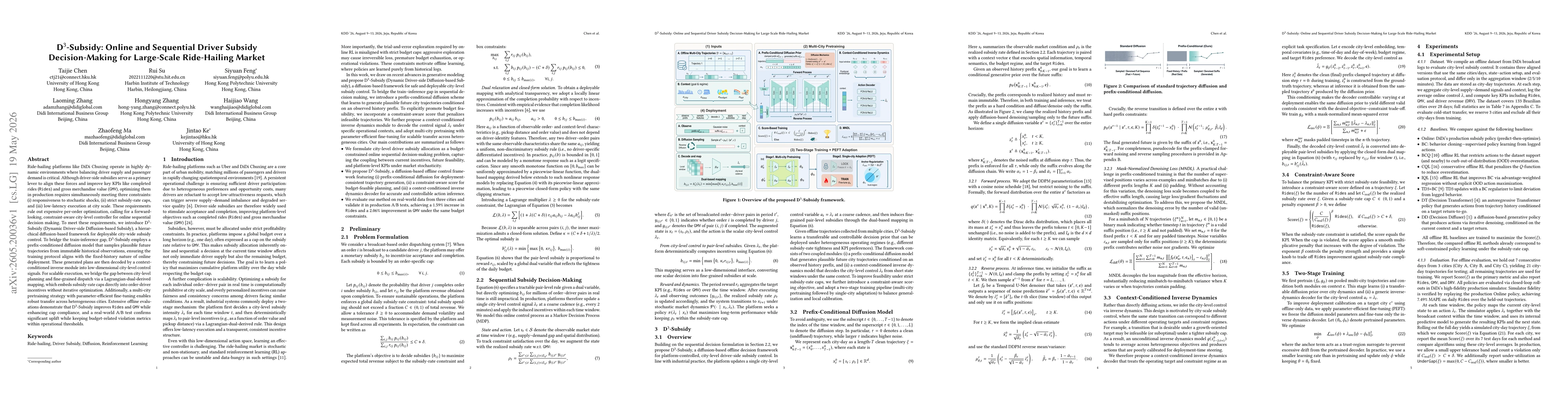 Thumbnail for D$^3$-Subsidy: Online and Sequential Driver Subsidy Decision-Making for Large-Scale Ride-Hailing Market