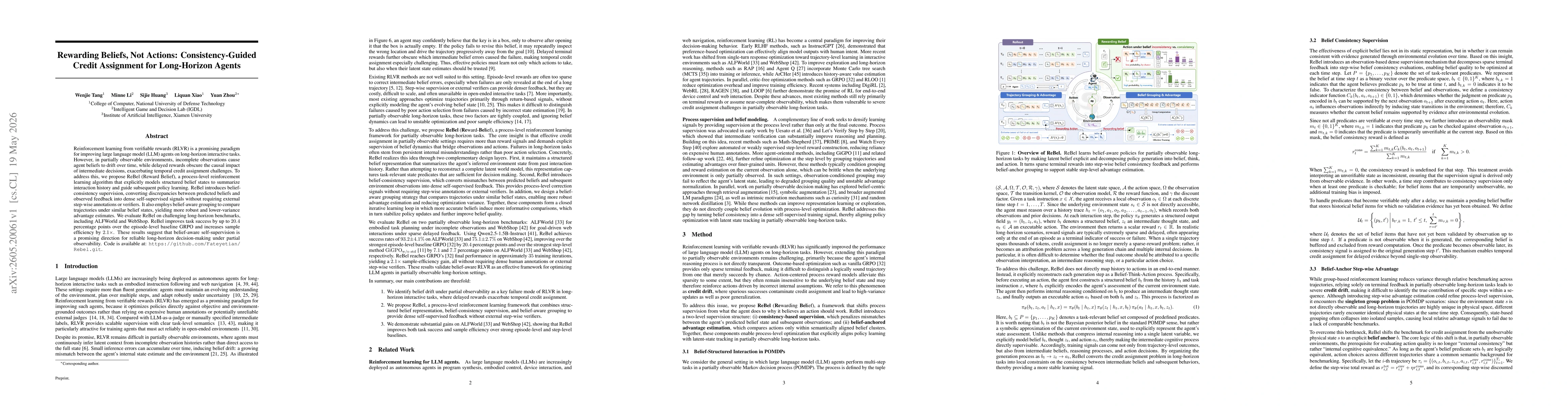 Thumbnail for Rewarding Beliefs, Not Actions: Consistency-Guided Credit Assignment for Long-Horizon Agents