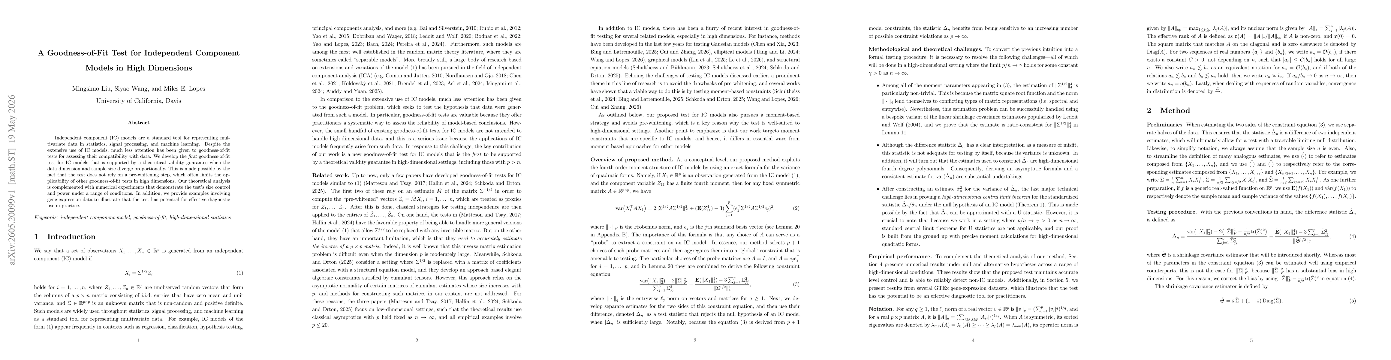 Thumbnail for A Goodness-of-Fit Test for Independent Component Models in High Dimensions