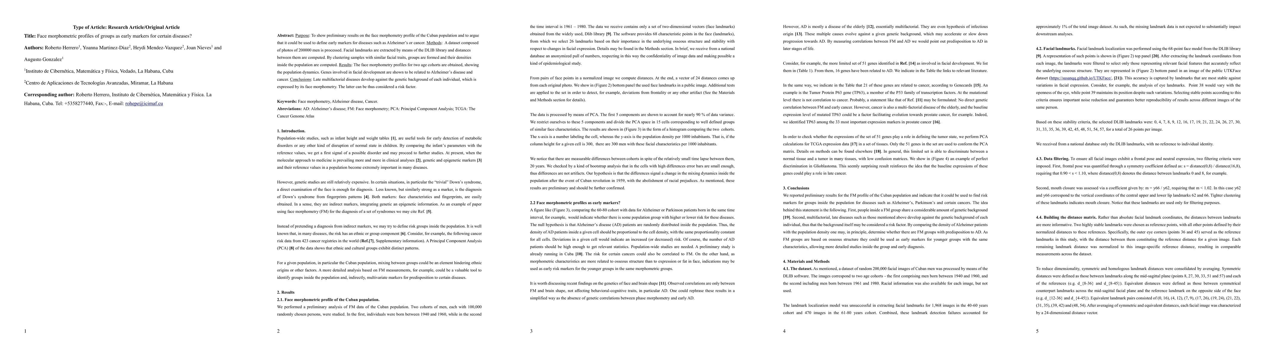 Thumbnail for Face morphometric profiles of groups as early markers for certain diseases?