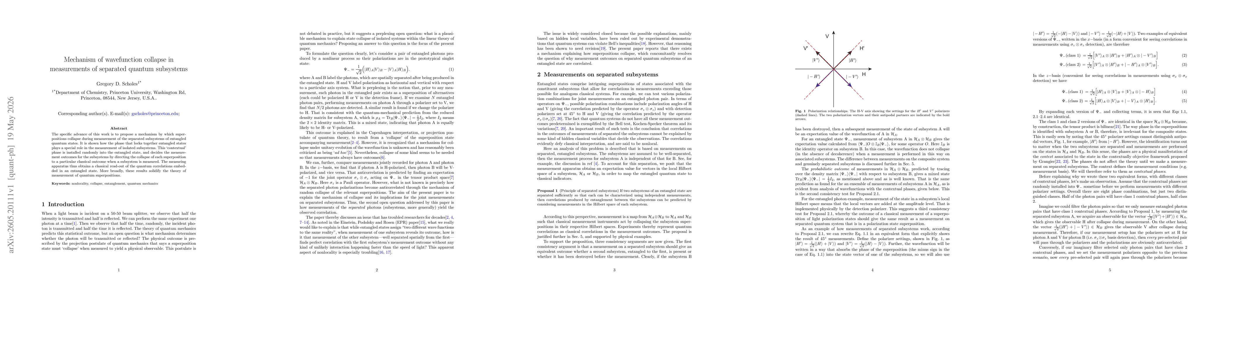 Thumbnail for Mechanism of wavefunction collapse in measurements of separated quantum subsystems