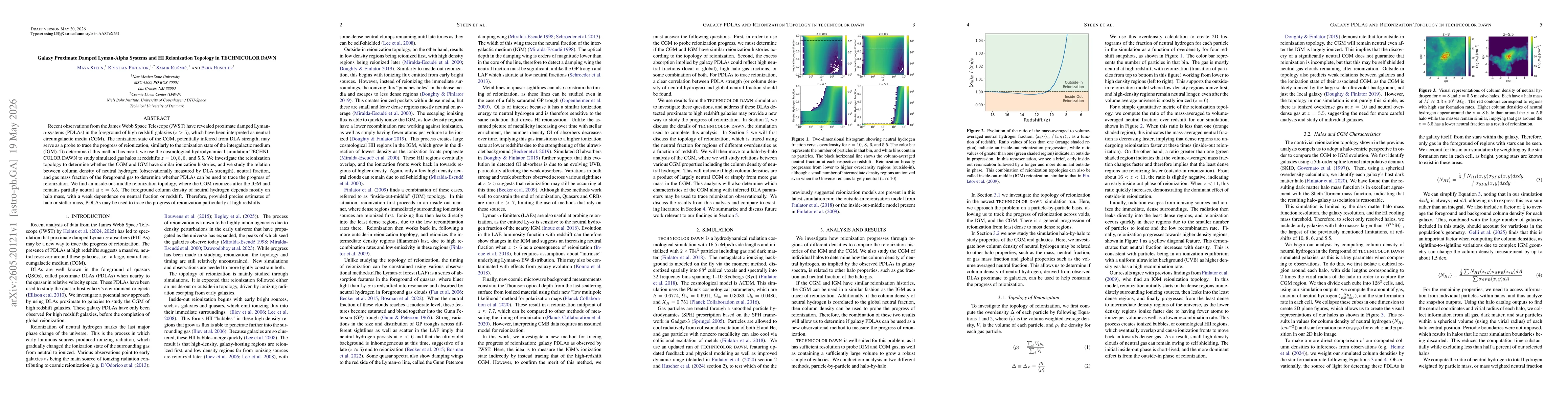 Thumbnail for Galaxy Proximate Damped Lyman-Alpha Systems and HI Reionization Topology in TECHNICOLOR DAWN
