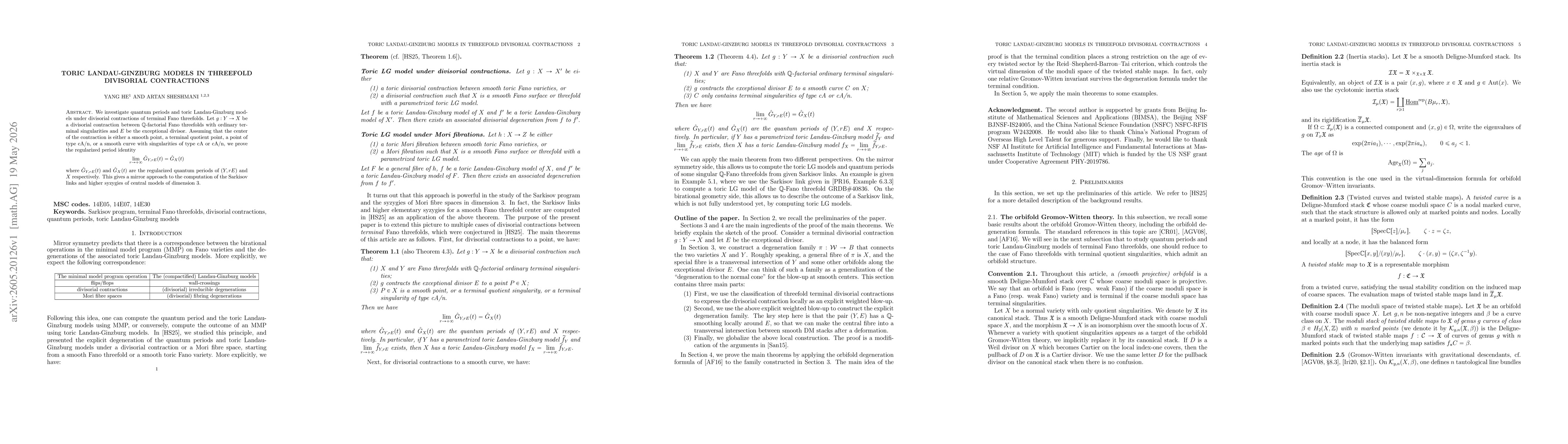 Thumbnail for Toric Landau-Ginzburg models in threefold divisorial contractions