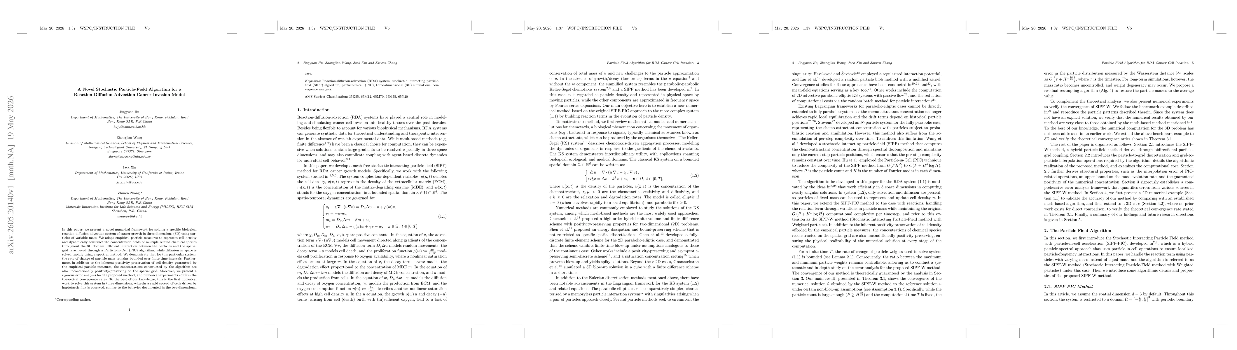 Thumbnail for A Novel Stochastic Particle-Field Algorithm for a Reaction-Diffusion-Advection Cancer Invasion Model