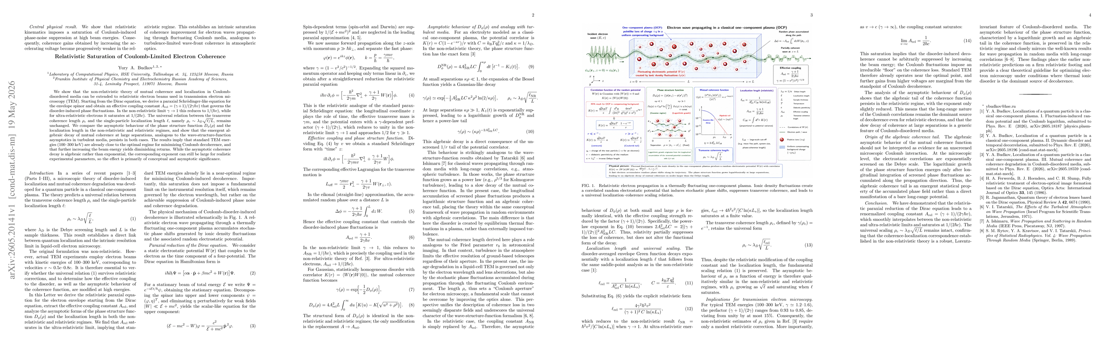 Thumbnail for Relativistic Saturation of Coulomb-Limited Electron Coherence