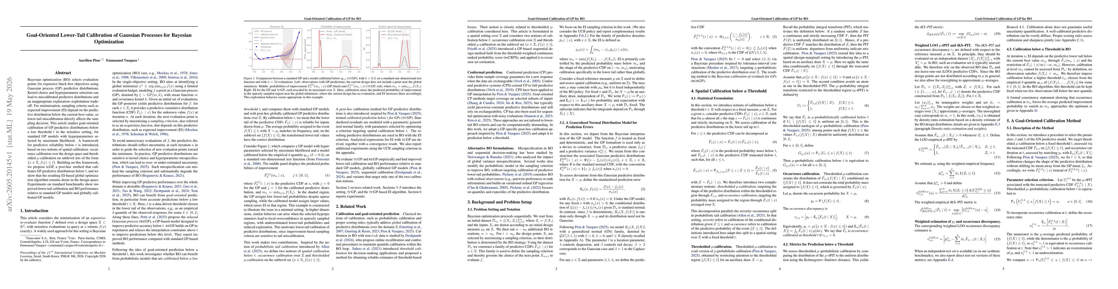 Thumbnail for Goal-Oriented Lower-Tail Calibration of Gaussian Processes for Bayesian Optimization