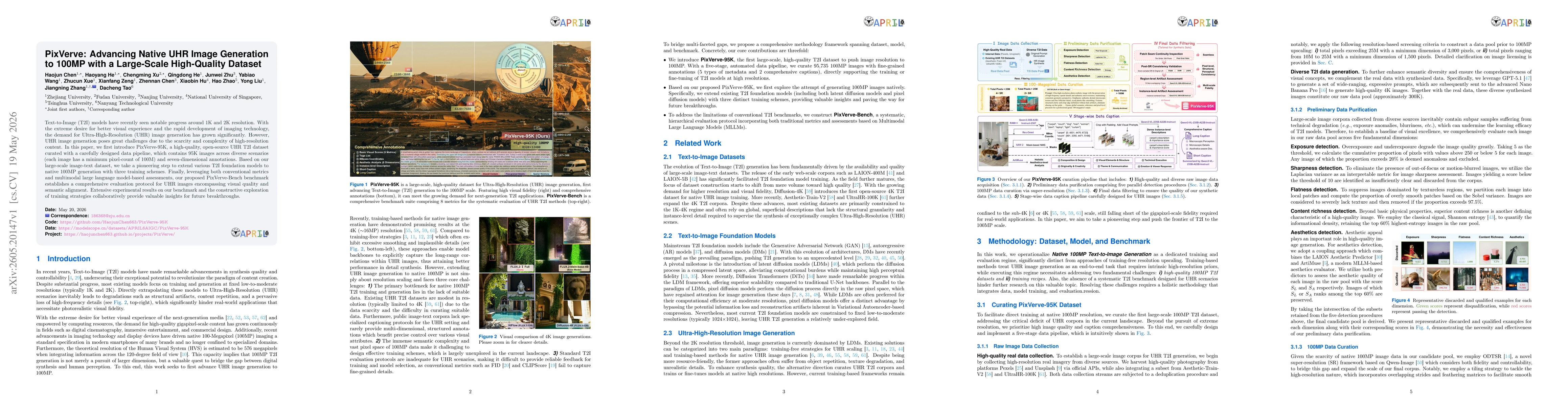 Thumbnail for PixVerve: Advancing Native UHR Image Generation to 100MP with a Large-Scale High-Quality Dataset