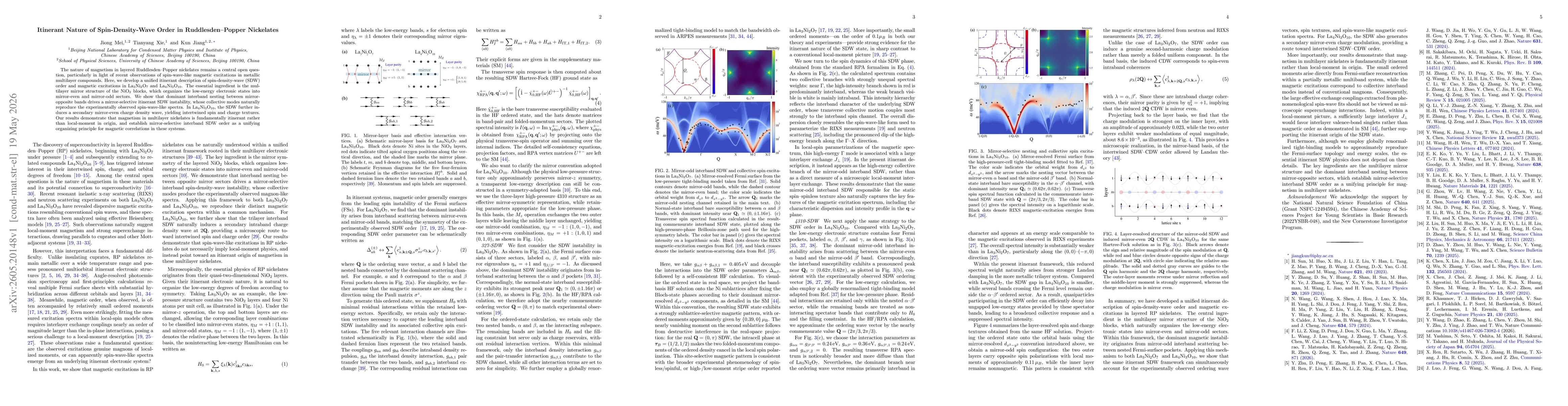 Thumbnail for Itinerant Nature of Spin-Density-Wave Order in Ruddlesden-Popper Nickelates