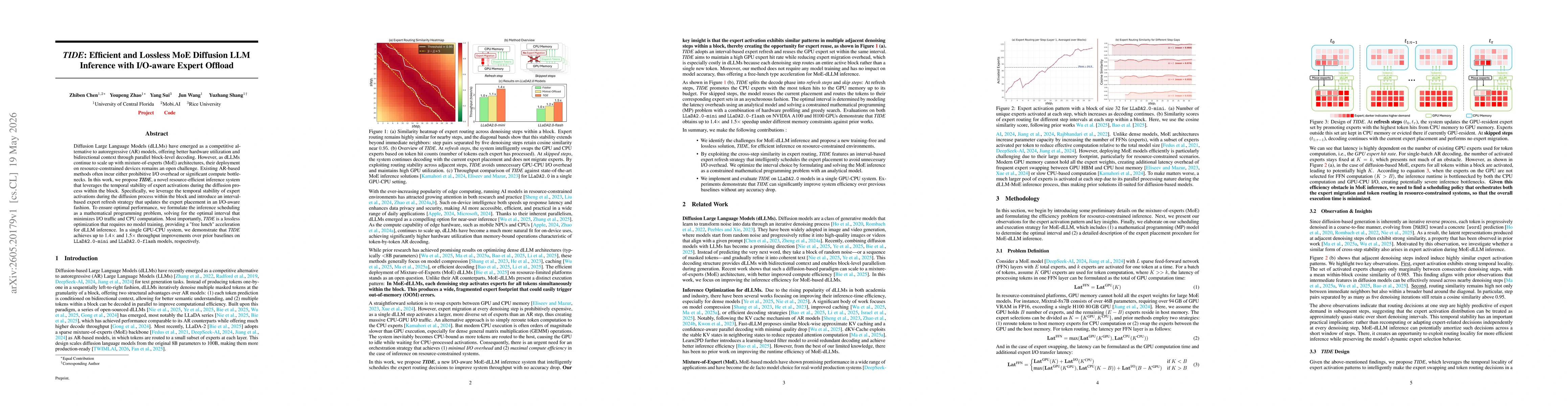 Thumbnail for TIDE: Efficient and Lossless MoE Diffusion LLM Inference with I/O-aware Expert Offload