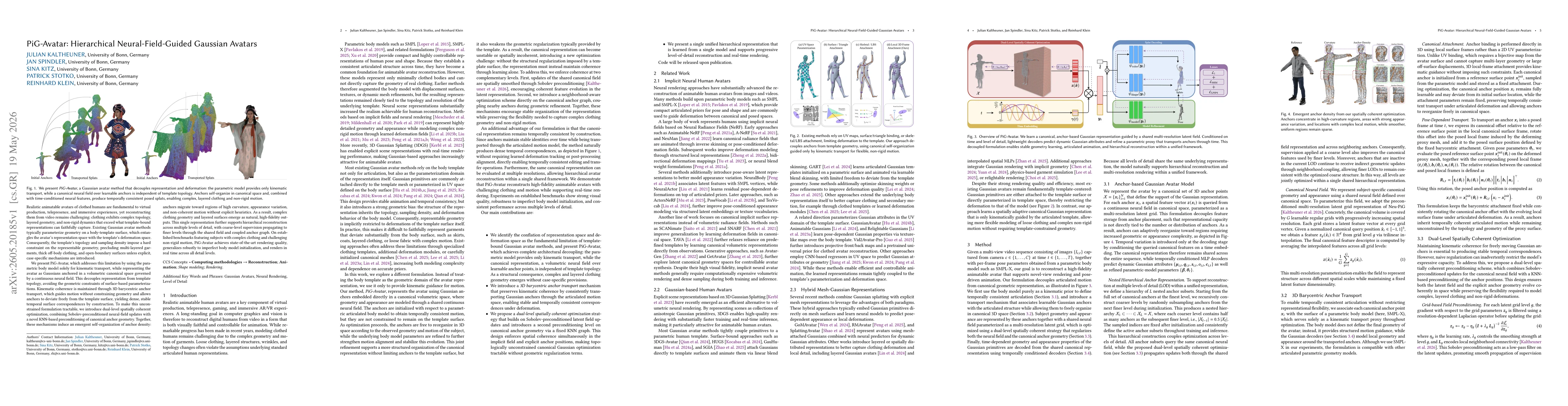 Thumbnail for PiG-Avatar: Hierarchical Neural-Field-Guided Gaussian Avatars
