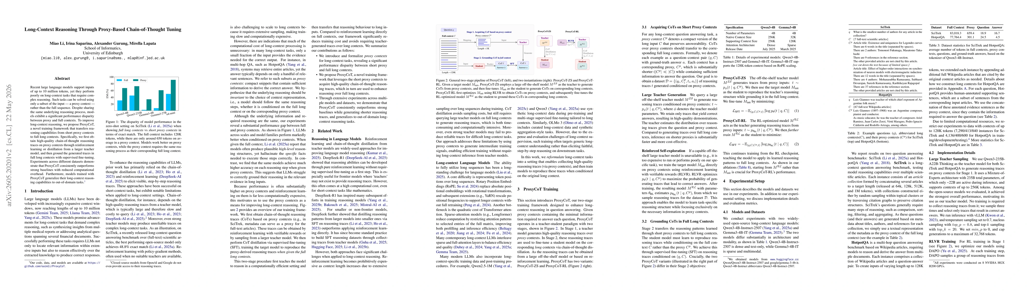 Thumbnail for Long-Context Reasoning Through Proxy-Based Chain-of-Thought Tuning