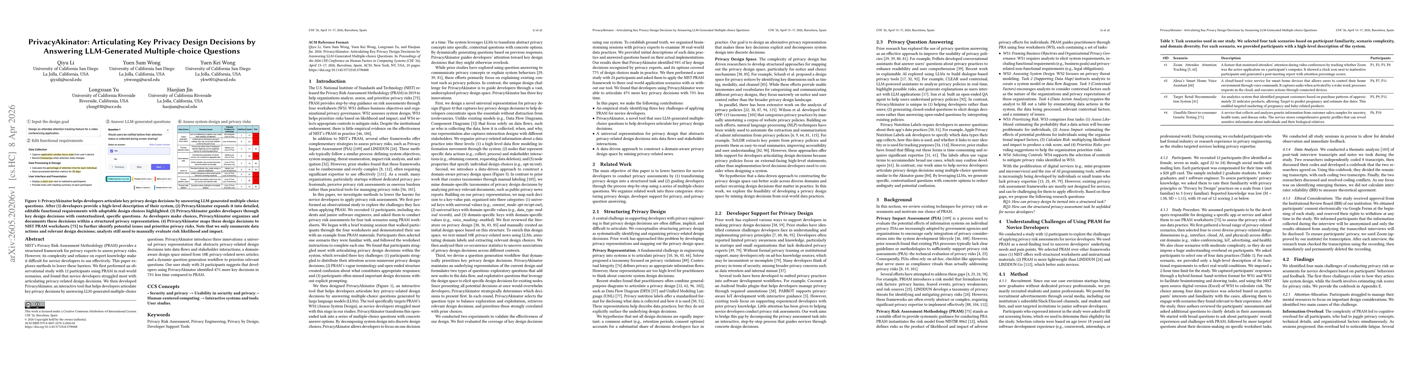 Thumbnail for PrivacyAkinator: Articulating Key Privacy Design Decisions by Answering LLM-Generated Multiple-choice Questions