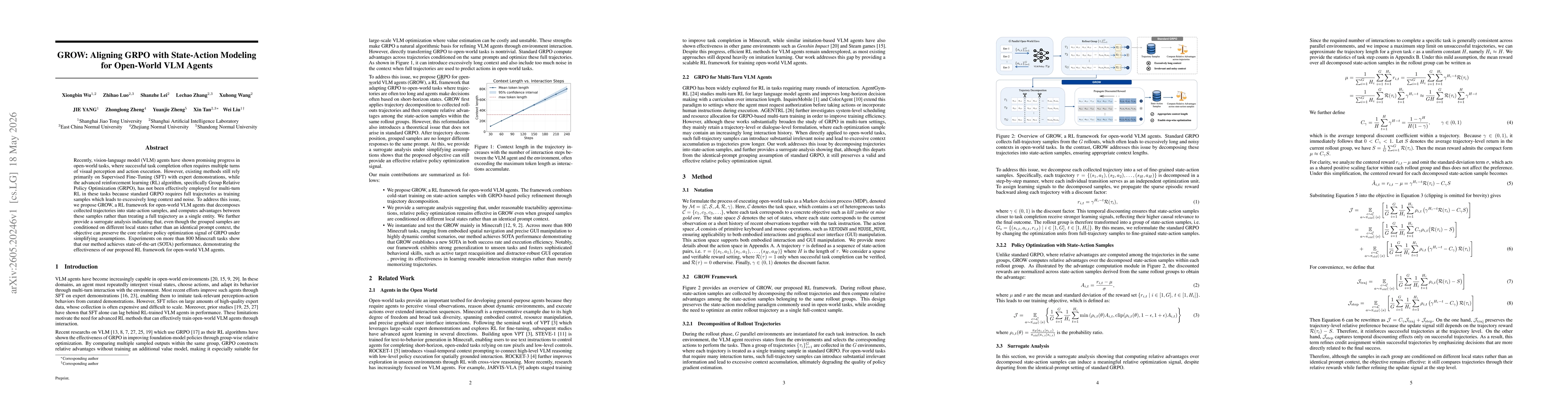 Thumbnail for GROW: Aligning GRPO with State-Action Modeling for Open-World VLM Agents