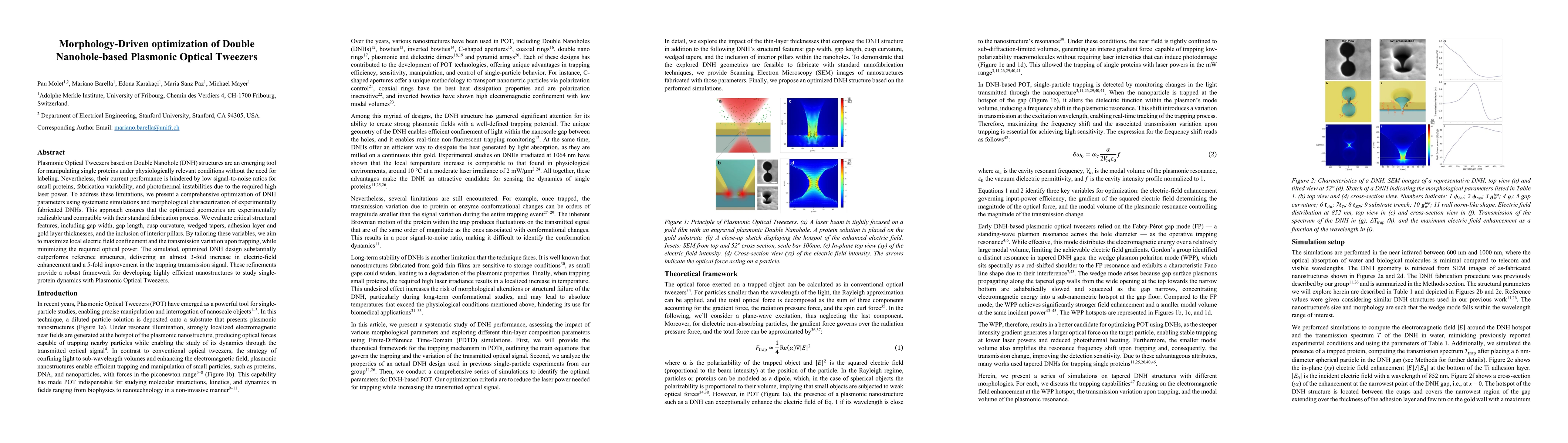 Thumbnail for Morphology-Driven optimization of Double Nanohole-based Plasmonic Optical Tweezers