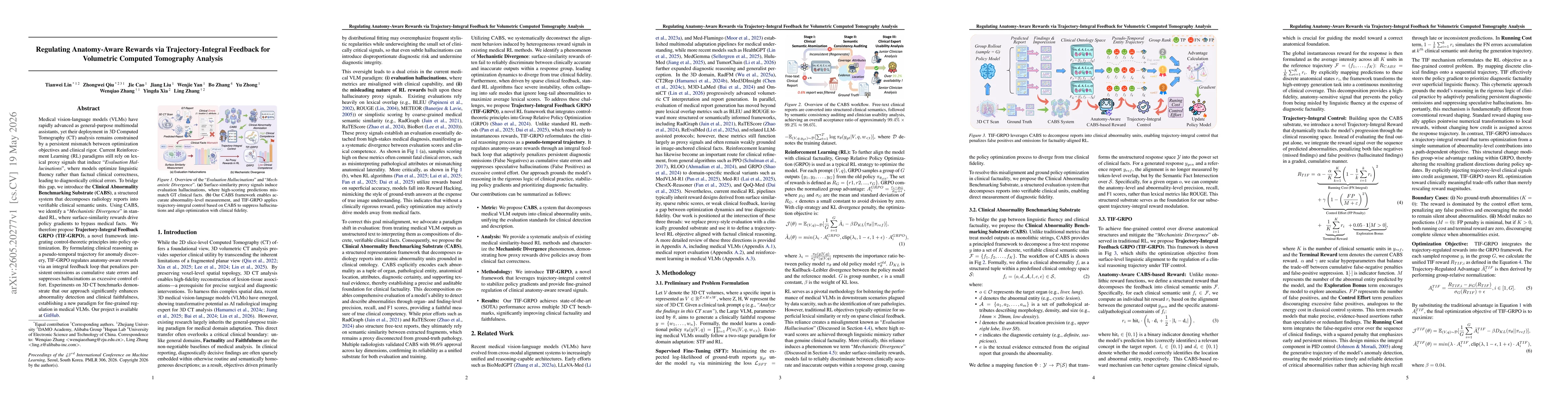 Thumbnail for Regulating Anatomy-Aware Rewards via Trajectory-Integral Feedback for Volumetric Computed Tomography Analysis