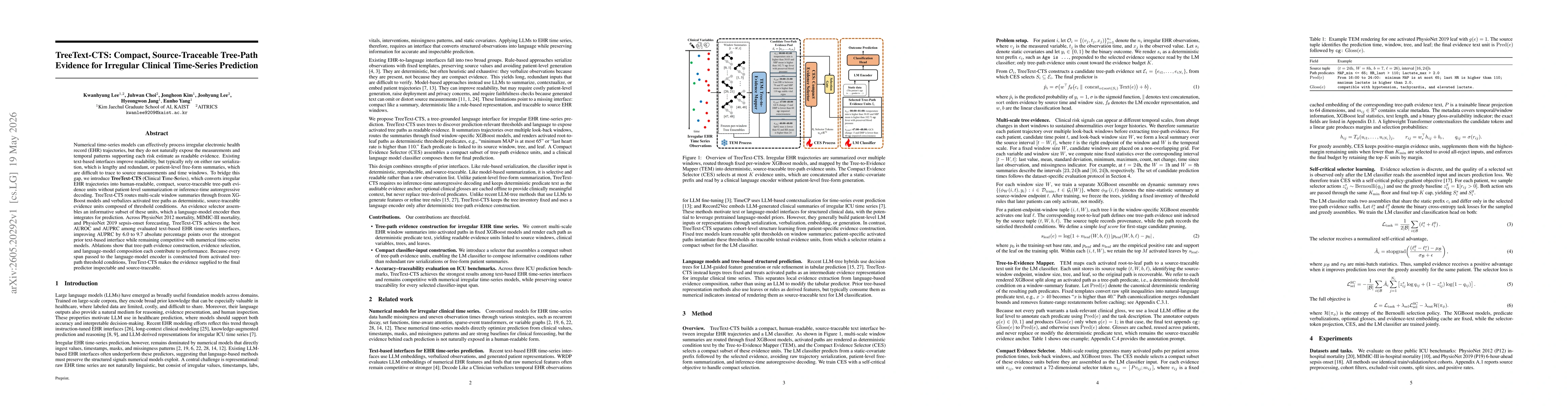Thumbnail for TreeText-CTS: Compact, Source-Traceable Tree-Path Evidence for Irregular Clinical Time-Series Prediction