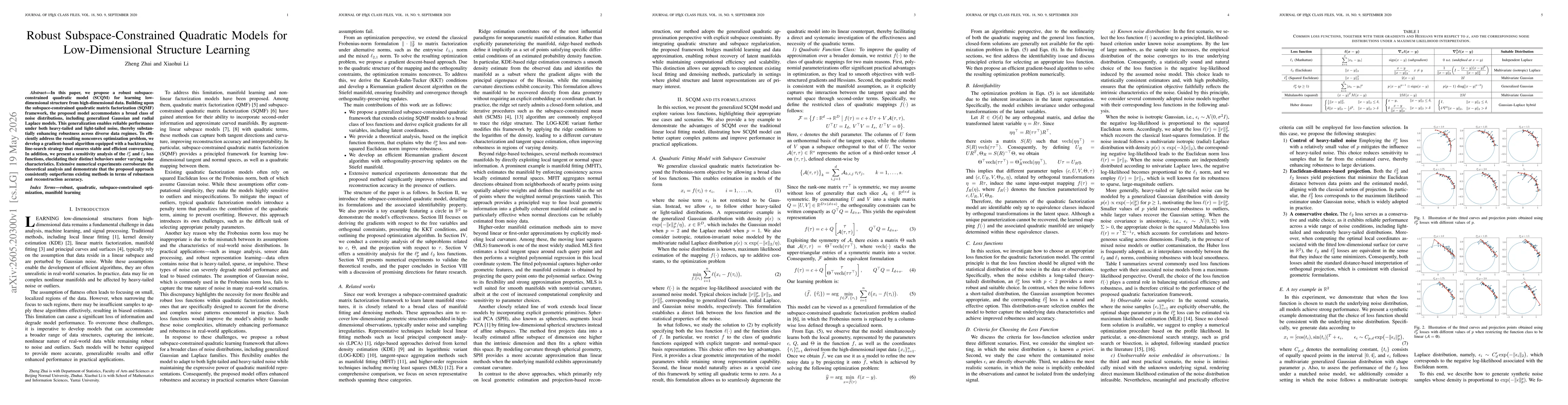 Thumbnail for Robust Subspace-Constrained Quadratic Models for Low-Dimensional Structure Learning