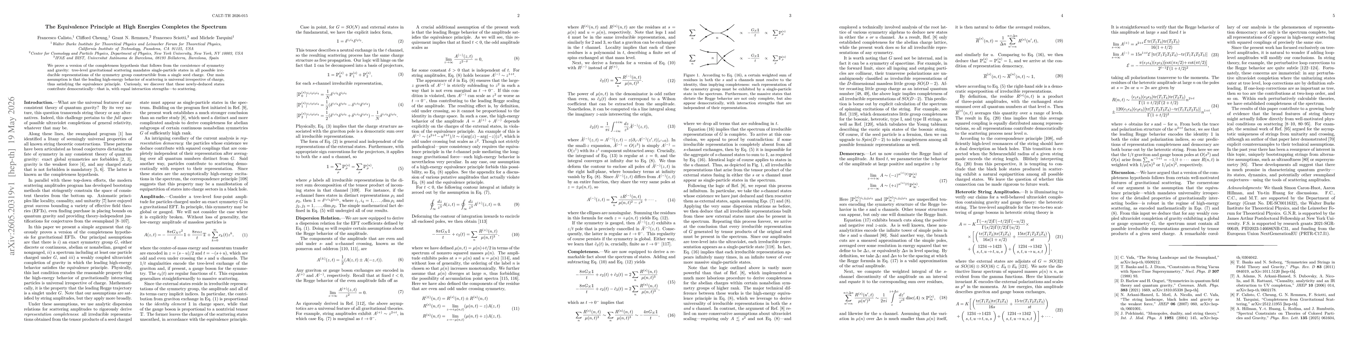 Thumbnail for The Equivalence Principle at High Energies Completes the Spectrum