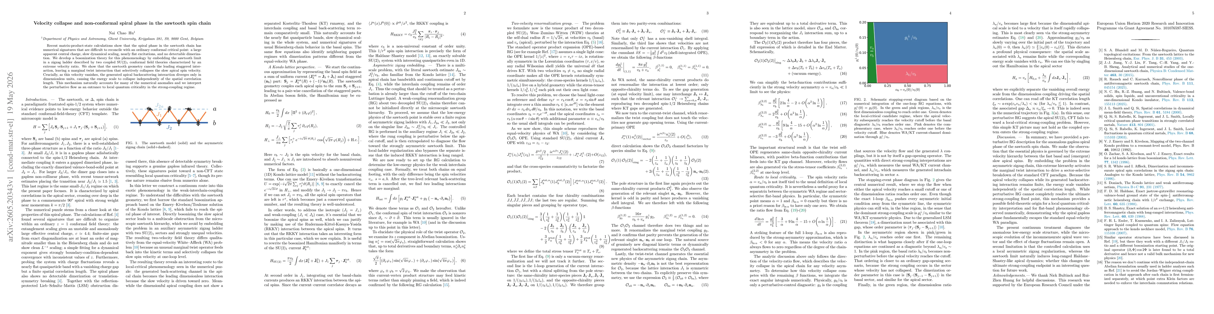 Thumbnail for Velocity collapse and non-conformal spiral phase in the sawtooth spin chain