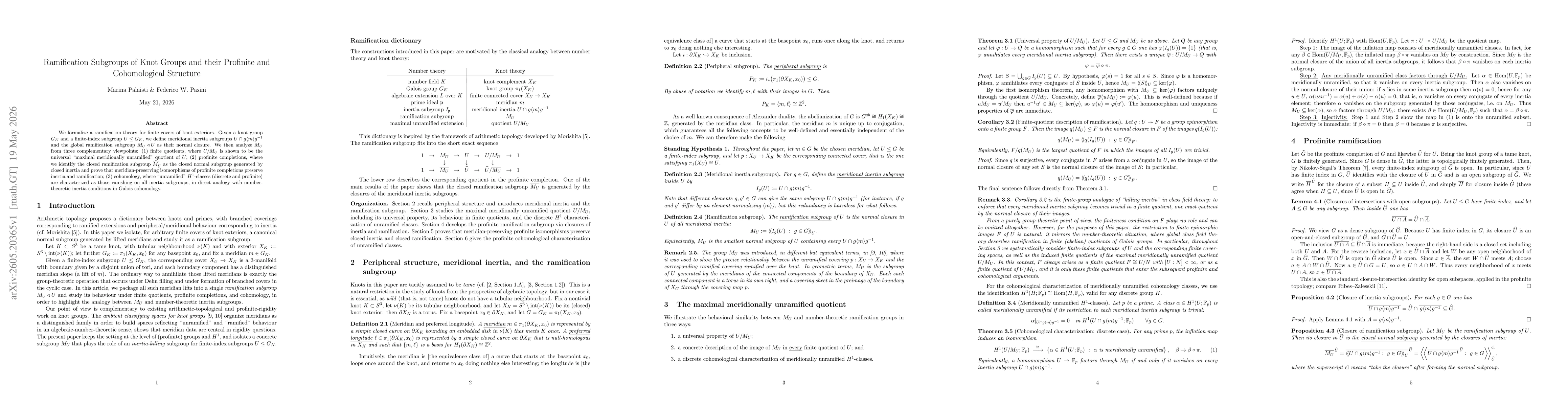 Thumbnail for Ramification Subgroups of Knot Groups and their Profinite and Cohomological Structure
