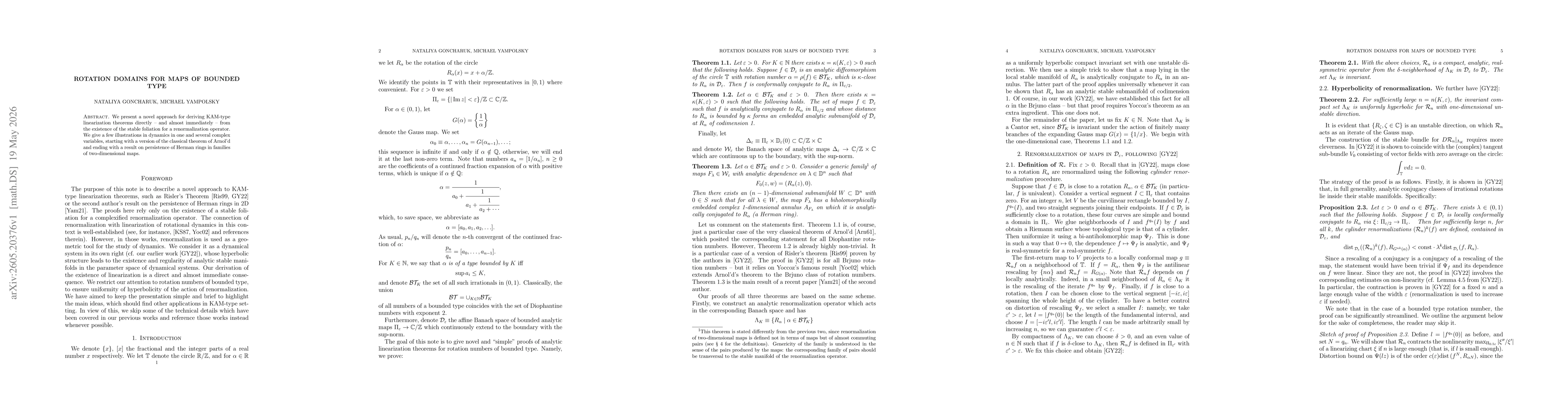 Thumbnail for Rotation domains for maps of bounded type