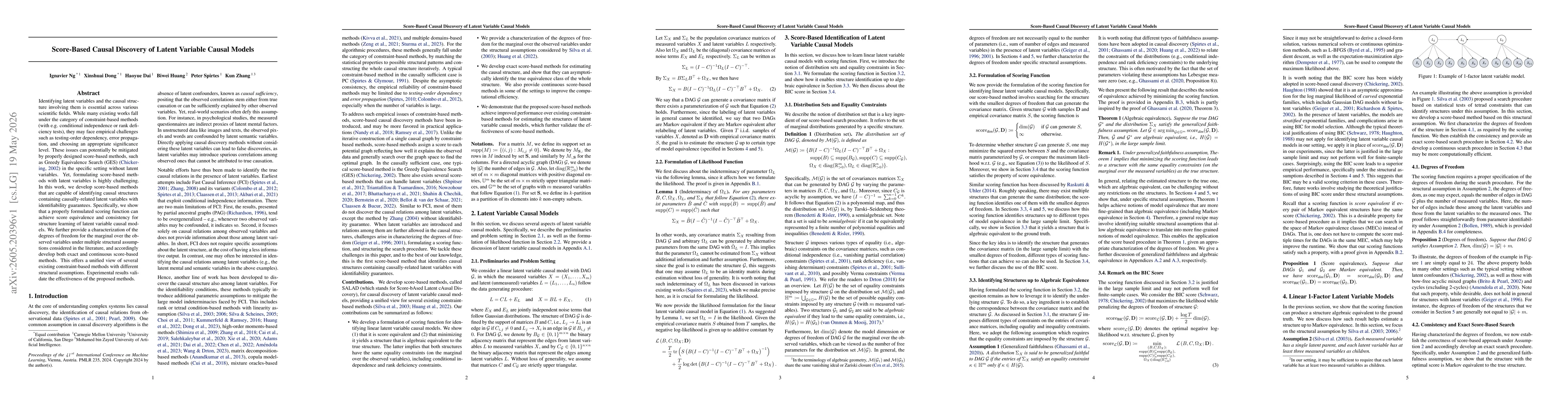 Thumbnail for Score-Based Causal Discovery of Latent Variable Causal Models
