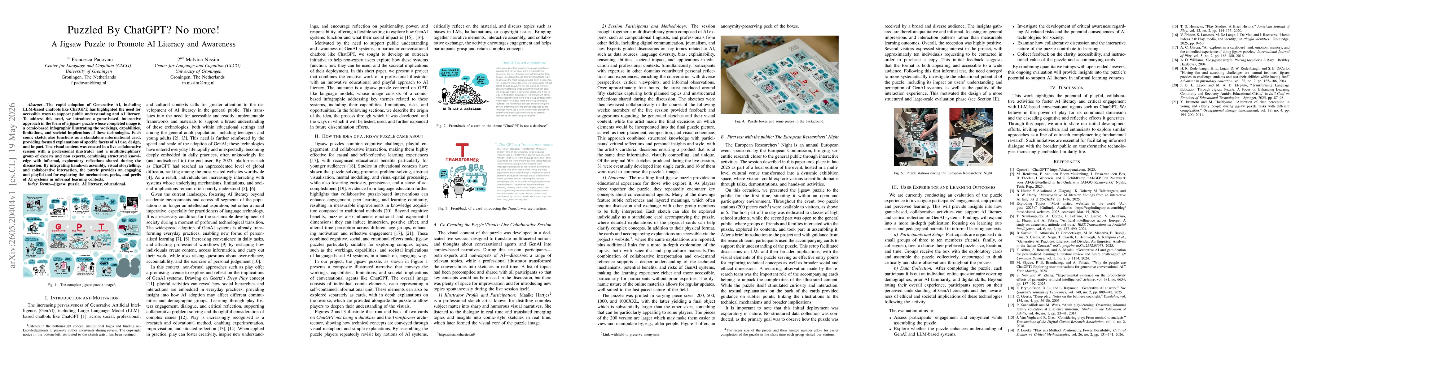 Thumbnail for Puzzled By ChatGPT? No more! A Jigsaw Puzzle to Promote AI Literacy and Awareness