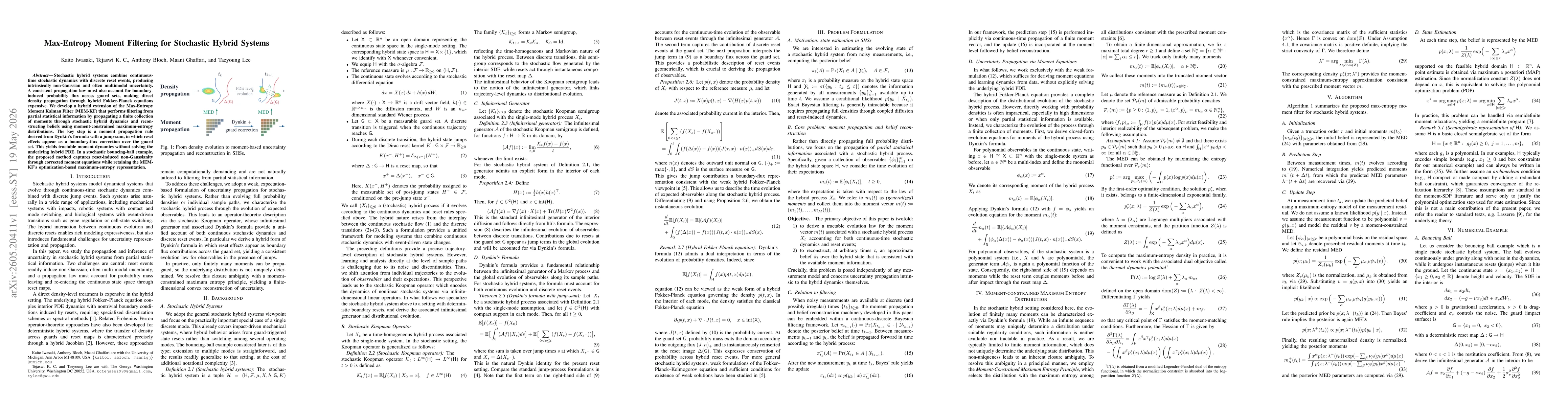 Thumbnail for Max-Entropy Moment Filtering for Stochastic Hybrid Systems
