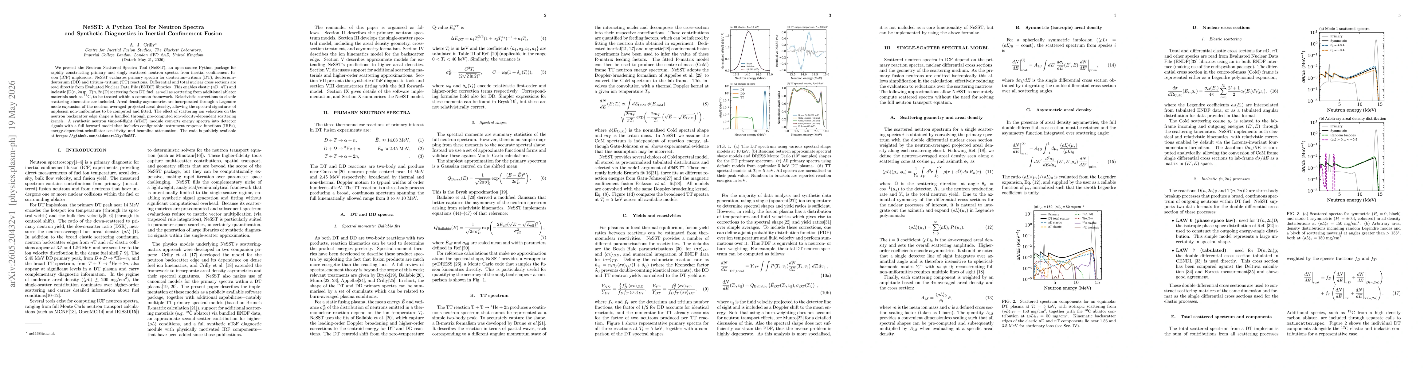 Thumbnail for NeSST: A Python Tool for Neutron Spectra and Synthetic Diagnostics in Inertial Confinement Fusion