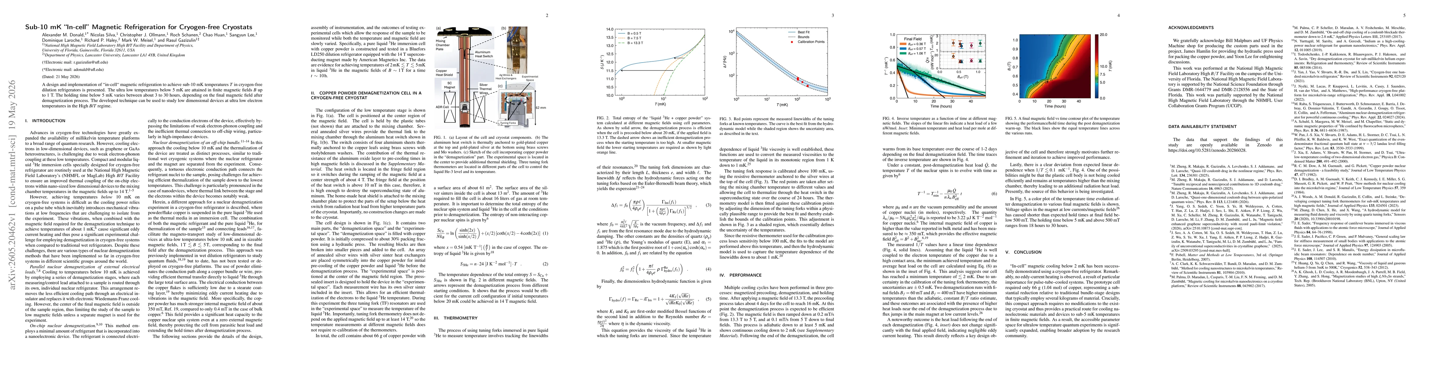 Thumbnail for Sub-10 mK "In-cell" Magnetic Refrigeration for Cryogen-free Cryostats
