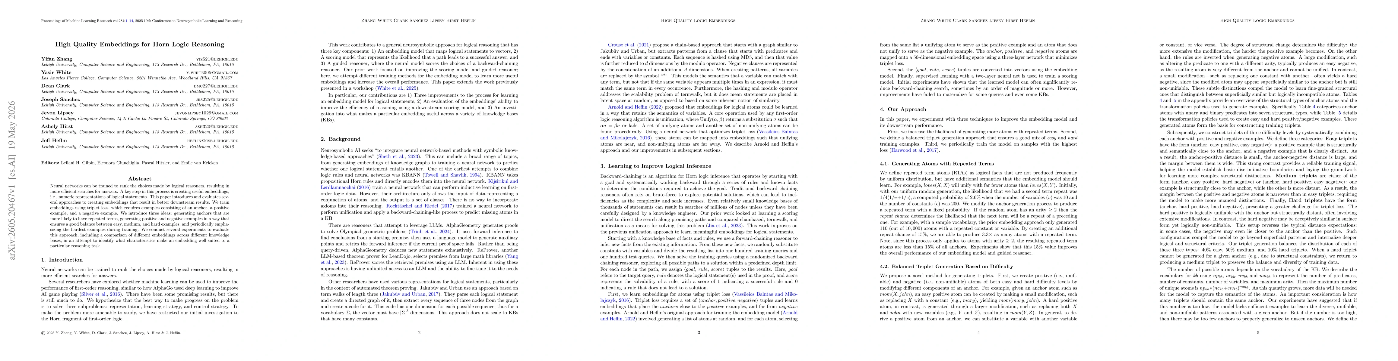 Thumbnail for High Quality Embeddings for Horn Logic Reasoning