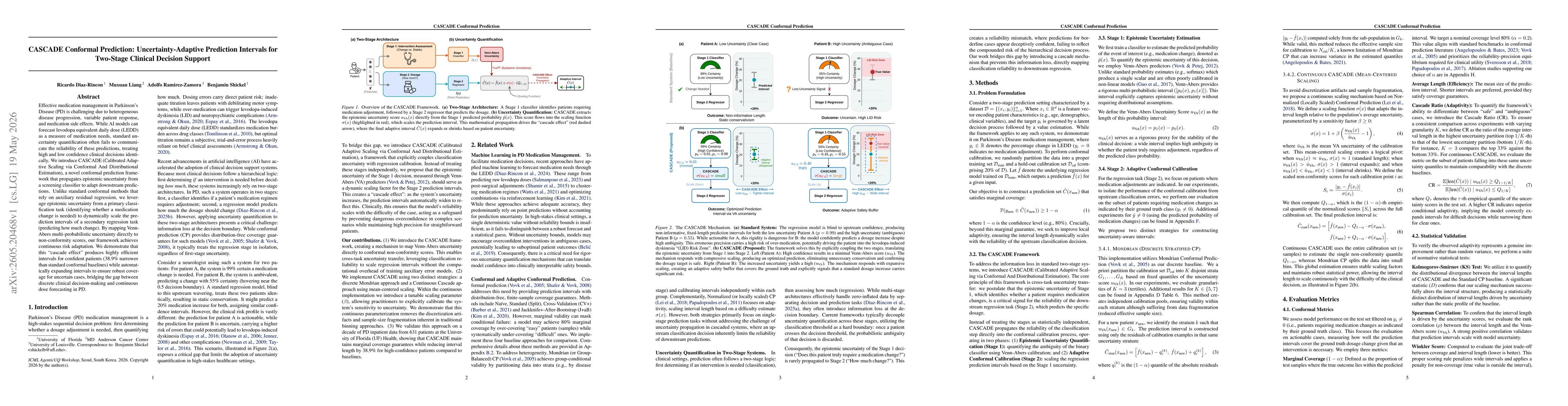 Thumbnail for CASCADE Conformal Prediction: Uncertainty-Adaptive Prediction Intervals for Two-Stage Clinical Decision Support