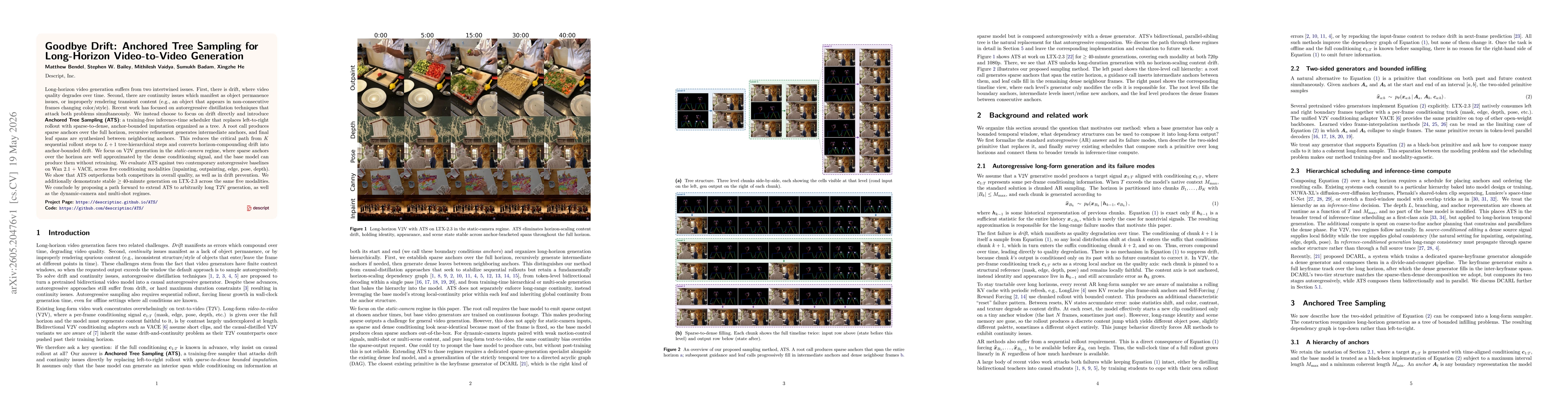 Thumbnail for Goodbye Drift: Anchored Tree Sampling for Long-Horizon Video-to-Video Generation