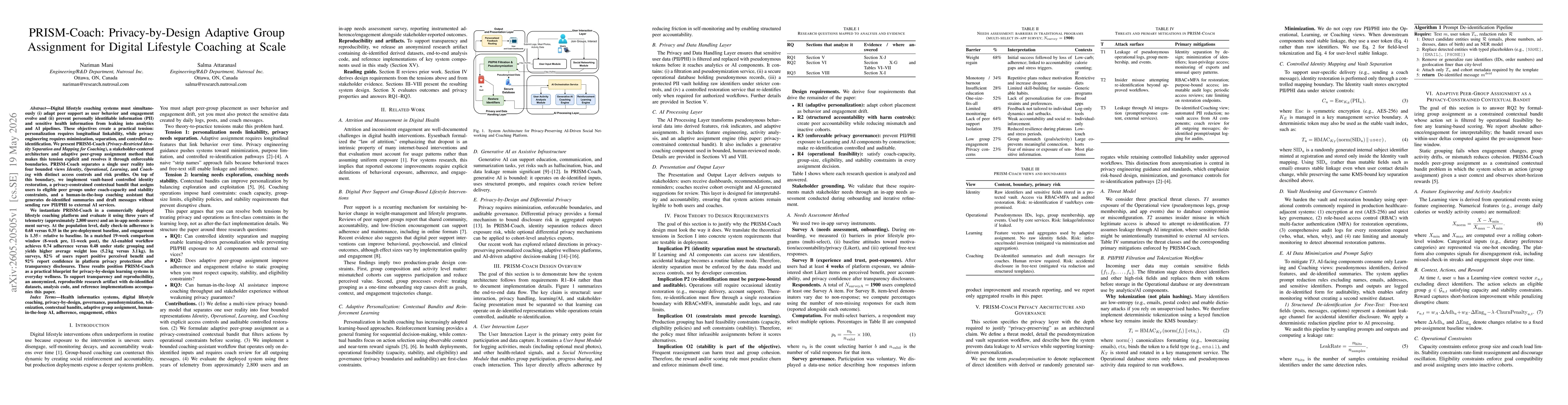 Thumbnail for Privacy-by-Design Adaptive Group Assignment for Digital Lifestyle Coaching at Scale