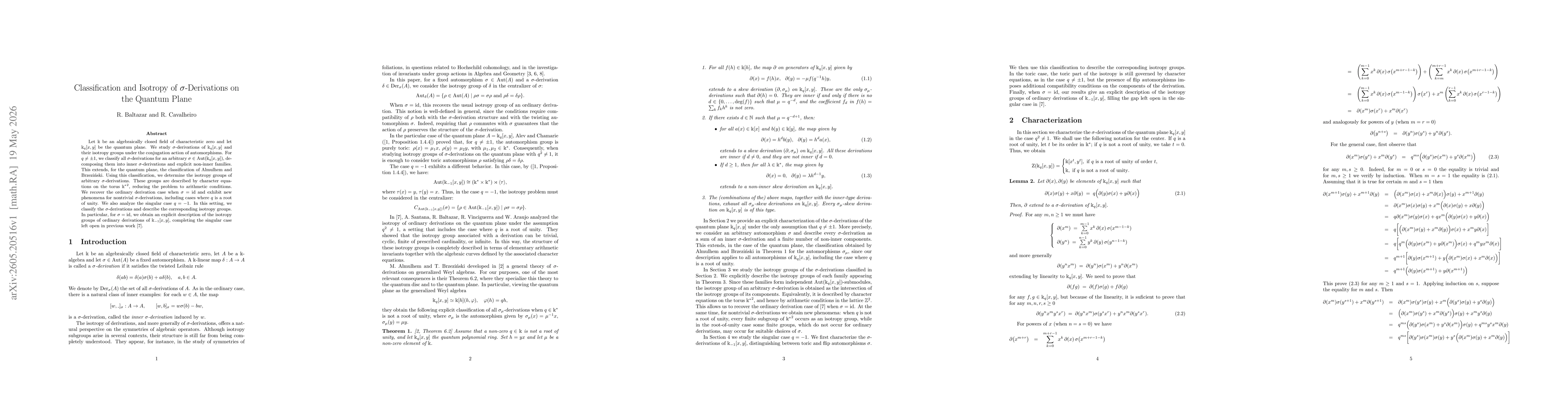 Thumbnail for Classification and Isotropy of $σ$-Derivations on the Quantum Plane