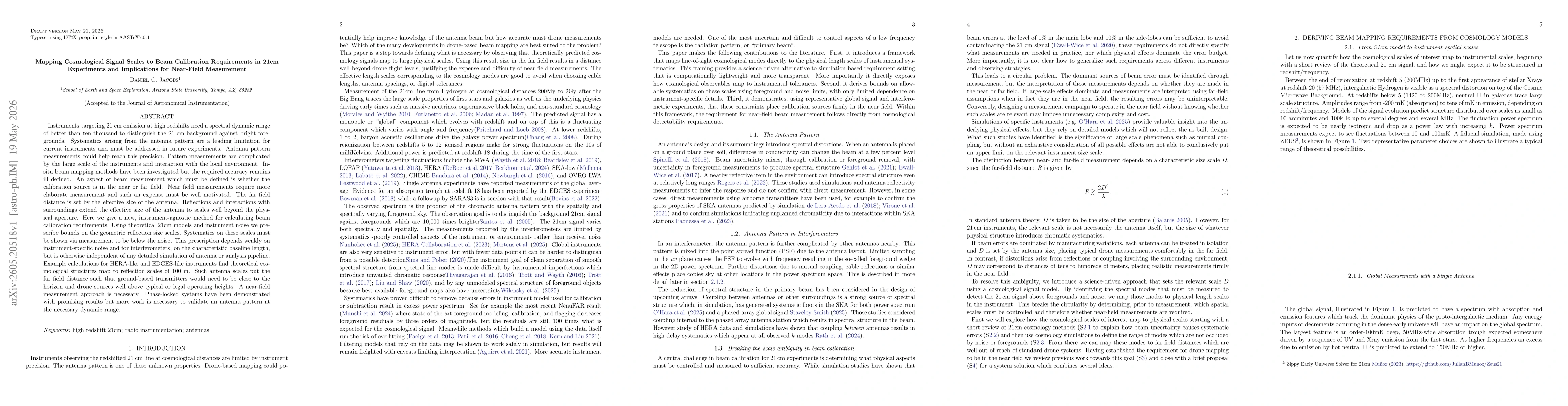 Thumbnail for Mapping Cosmological Signal Scales to Beam Calibration Requirements in 21cm Experiments and Implications for Near-Field Measurement