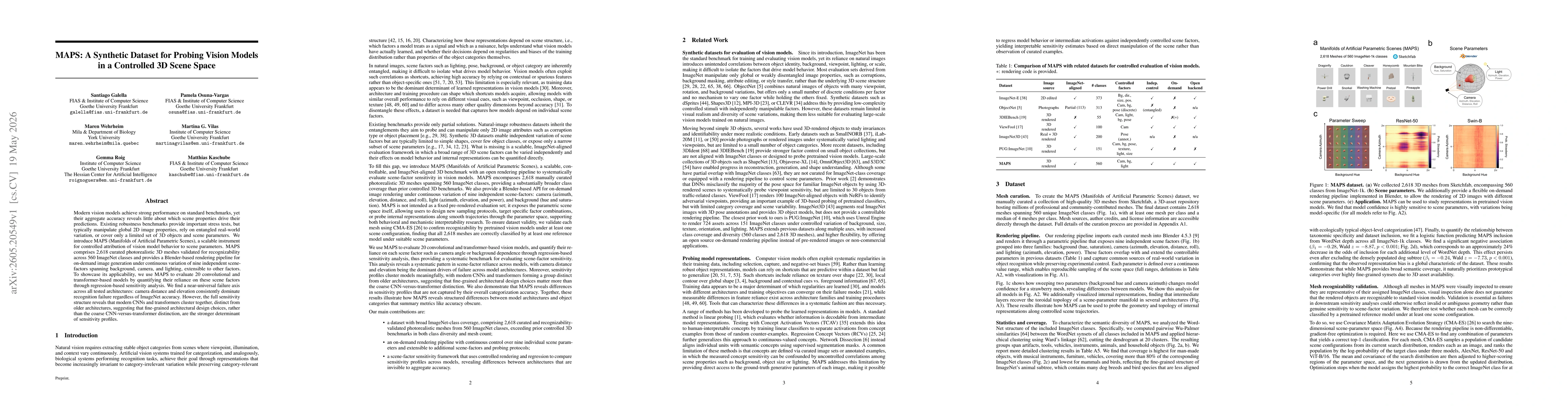 Thumbnail for MAPS: A Synthetic Dataset for Probing Vision Models in a Controlled 3D Scene Space