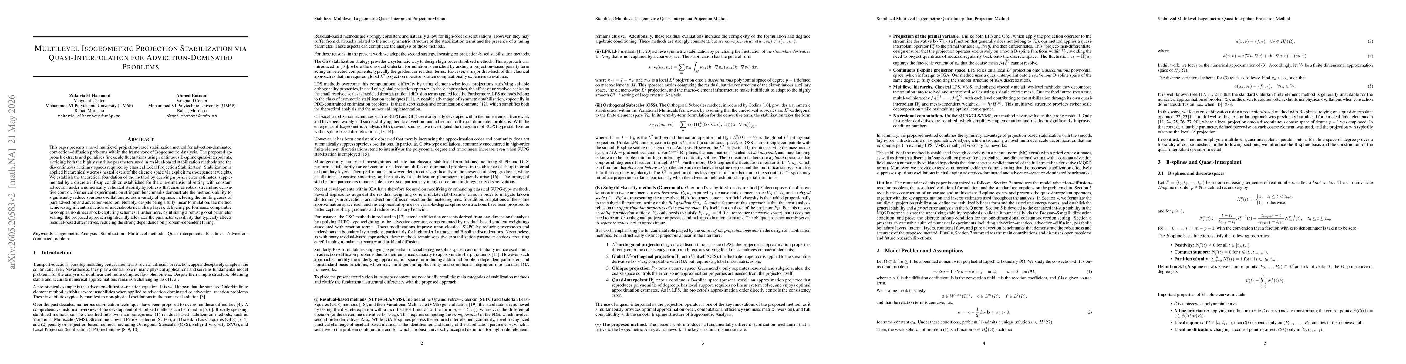 Thumbnail for Multilevel Isogeometric Projection Stabilization via Quasi-Interpolation for Advection-Dominated Problems