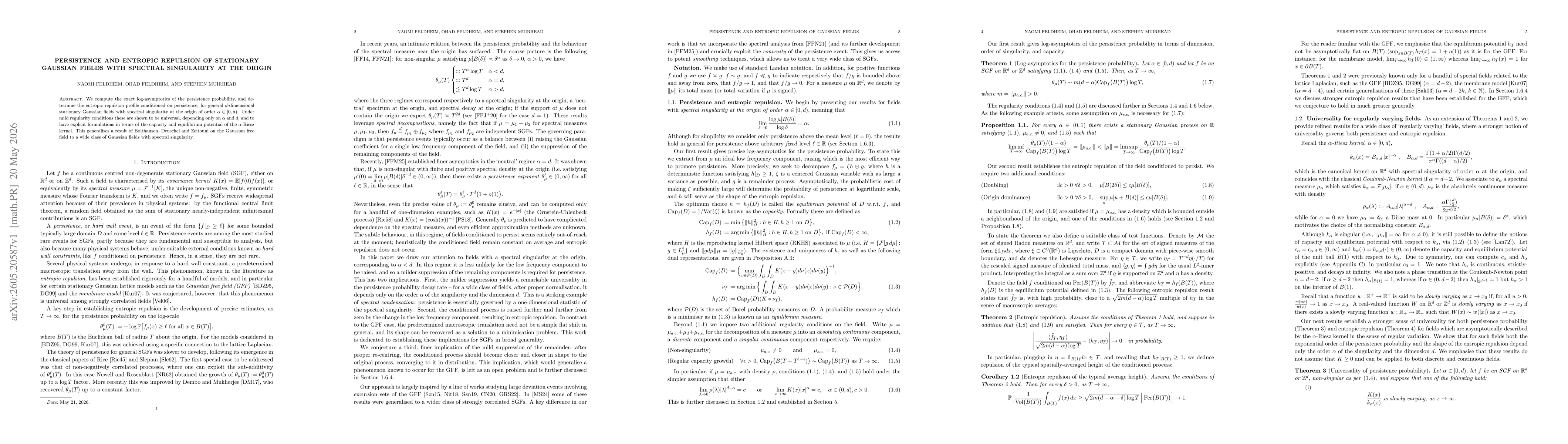 Thumbnail for Persistence and entropic repulsion of stationary Gaussian fields with spectral singularity at the origin