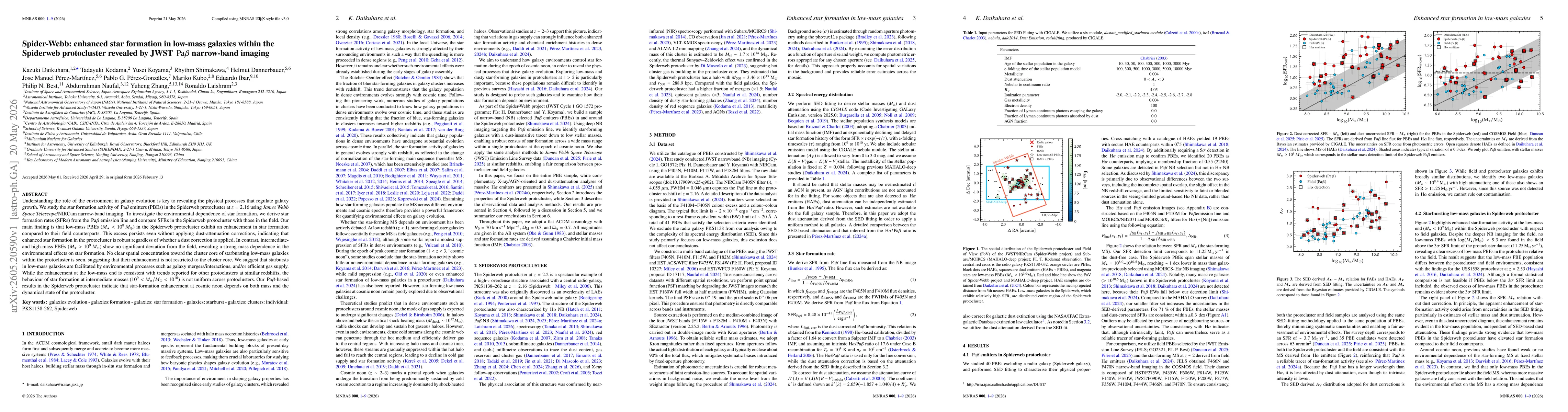 Thumbnail for Spider-Webb: enhanced star formation in low-mass galaxies within the Spiderweb protocluster revealed by JWST Pa$β$ narrow-band imaging