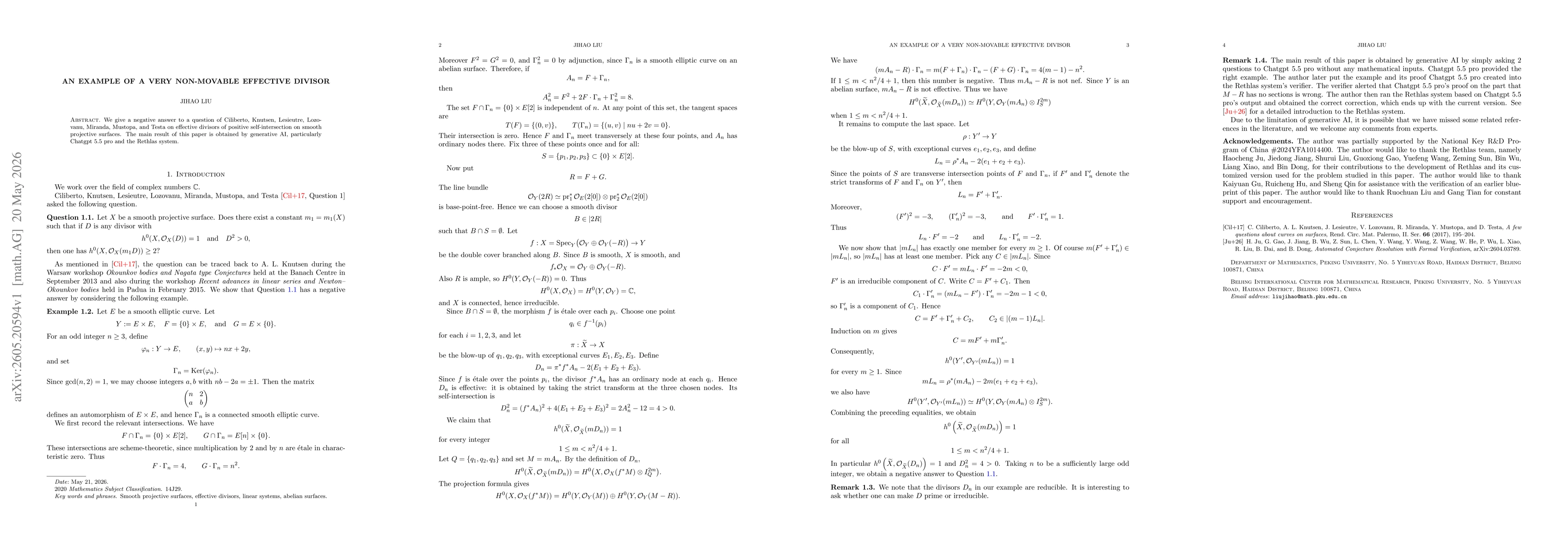 Thumbnail for An example of a very non-movable effective divisor