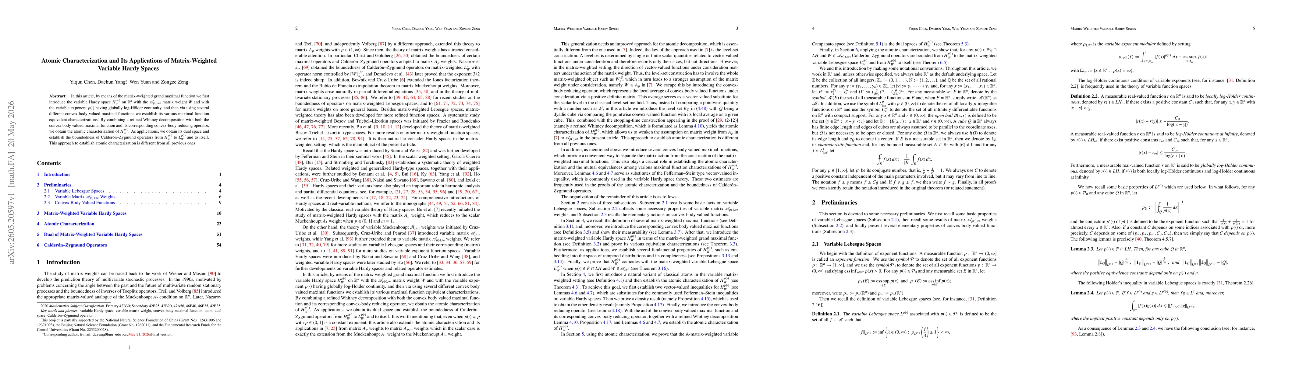Thumbnail for Atomic Characterization and Its Applications of Matrix-Weighted Variable Hardy Spaces