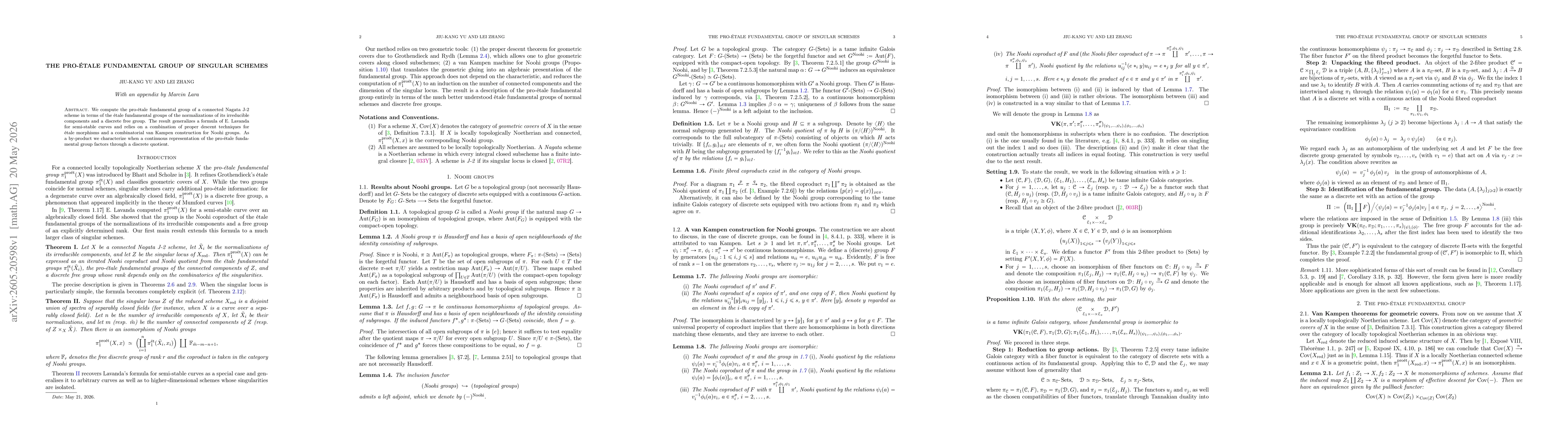 Thumbnail for The pro-étale fundamental group of singular schemes