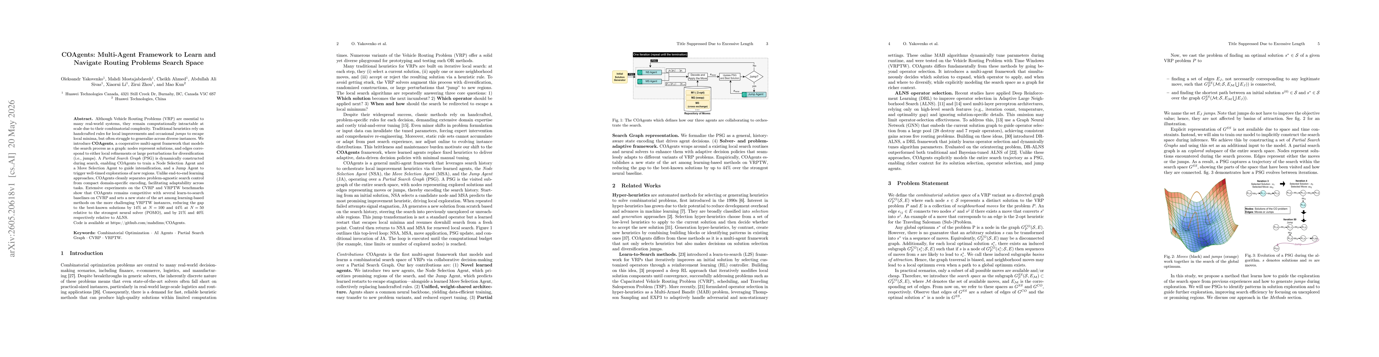 Thumbnail for COAgents: Multi-Agent Framework to Learn and Navigate Routing Problems Search Space