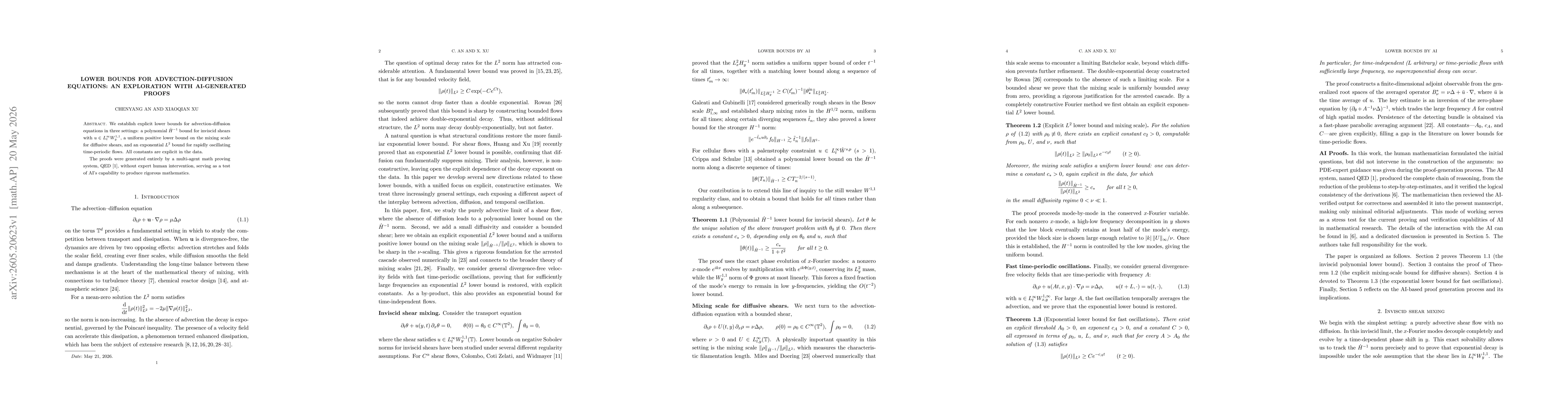 Thumbnail for Lower Bounds for Advection-Diffusion Equations: An Exploration with AI-Generated Proofs