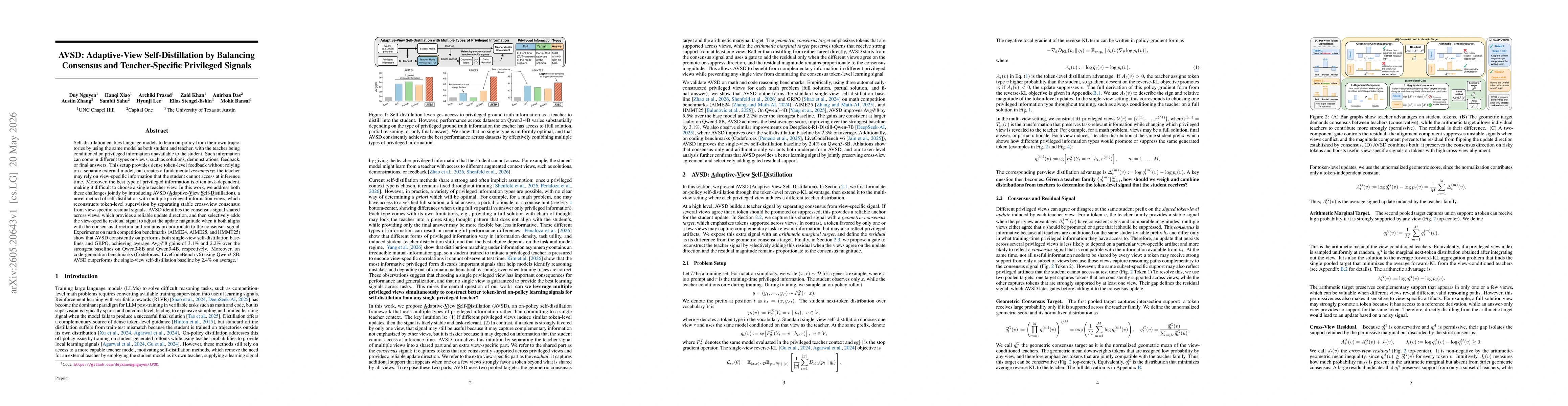 Thumbnail for AVSD: Adaptive-View Self-Distillation by Balancing Consensus and Teacher-Specific Privileged Signals